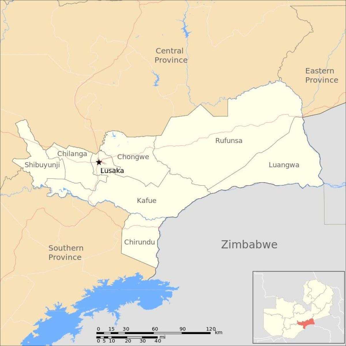 地图卢萨卡赞比亚
