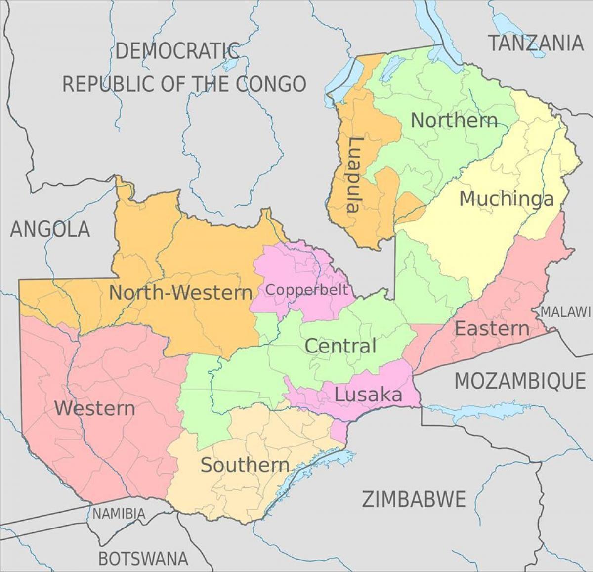 赞比亚地图与省