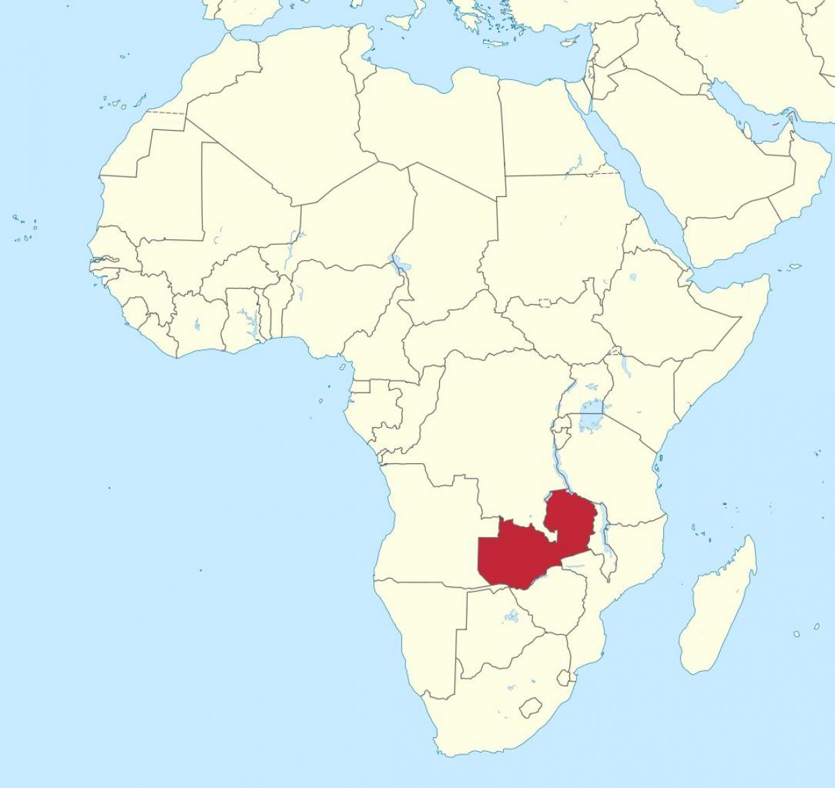非洲的地图显示赞比亚