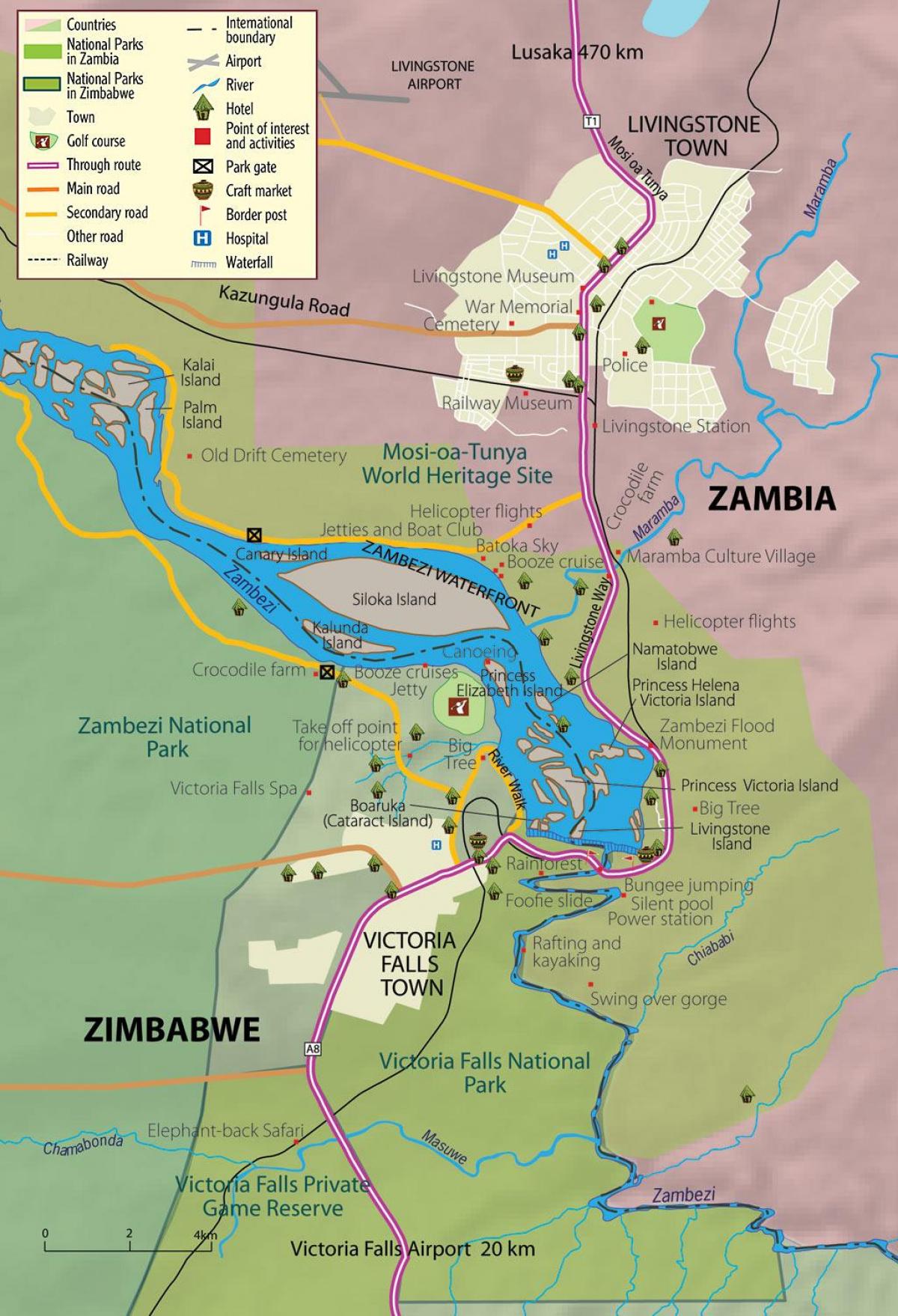 地图livingstone镇赞比亚